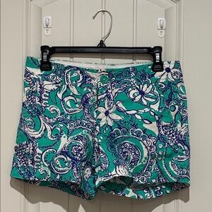 Lilly Pulitzer Teal and Navy Floral Women's Shorts
